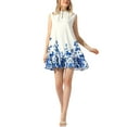 thumbnail image 1 of Vestido de verano casual con estampado floral y dobladillo con volantes de INSPIRE CHIC, sin mangas, mini, blanco, talla S, 1 of 6