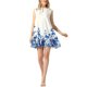 thumbnail image 1 of Vestido de verano casual de INSPIRE CHIC para mujer, impreso con flores, con dobladillo rizado, sin mangas, mini vestido blanco XL, 1 of 6