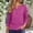 #284-Hot Pink, variant on Wowcloth Casual Blouse for Woman, Solid Color Jacquard Button-Up V-Neck with Three-Quarter Sleeves for Daily Wear