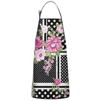 Pioneer Flower Floral Print Pattern Apron-Garden Aprons for Women with Pockets-Cotton Linen Waterproof Kitchen Cooking Gardening Aprons Adjustable for Kitchen,Cooking,BBQ and Salon 33x27 Inch