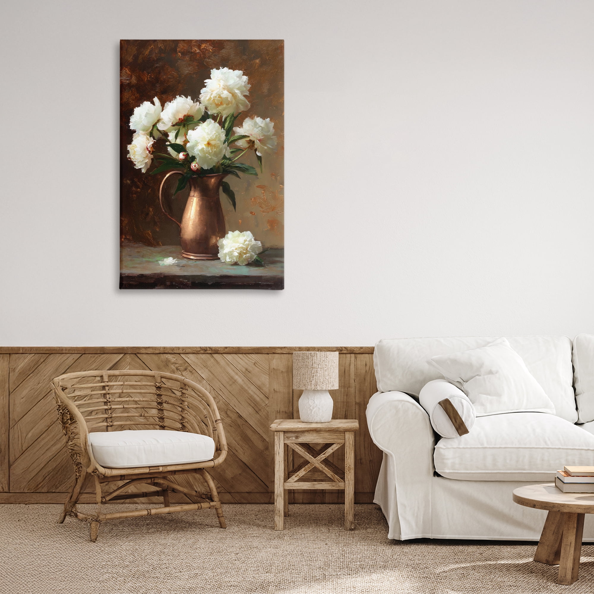 Stupell Industries Bronze Vase Peonies Canvas Wall Art, design by Petal Prints Design