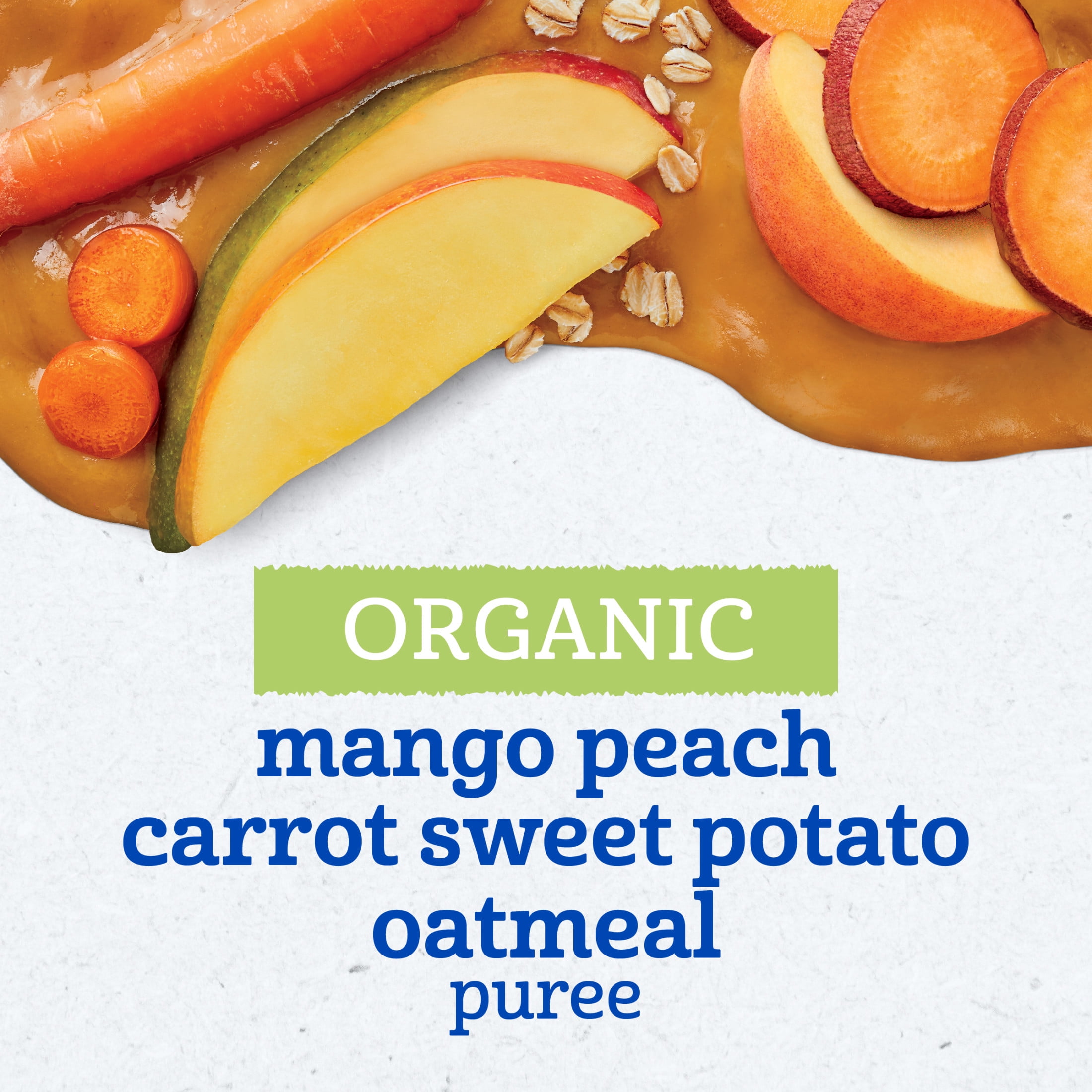 (3 pack) Gerber Organic for Toddler WonderFoods, Mango Peach Carrot Sweet Potato Oatmeal, 3.5 oz Pouch