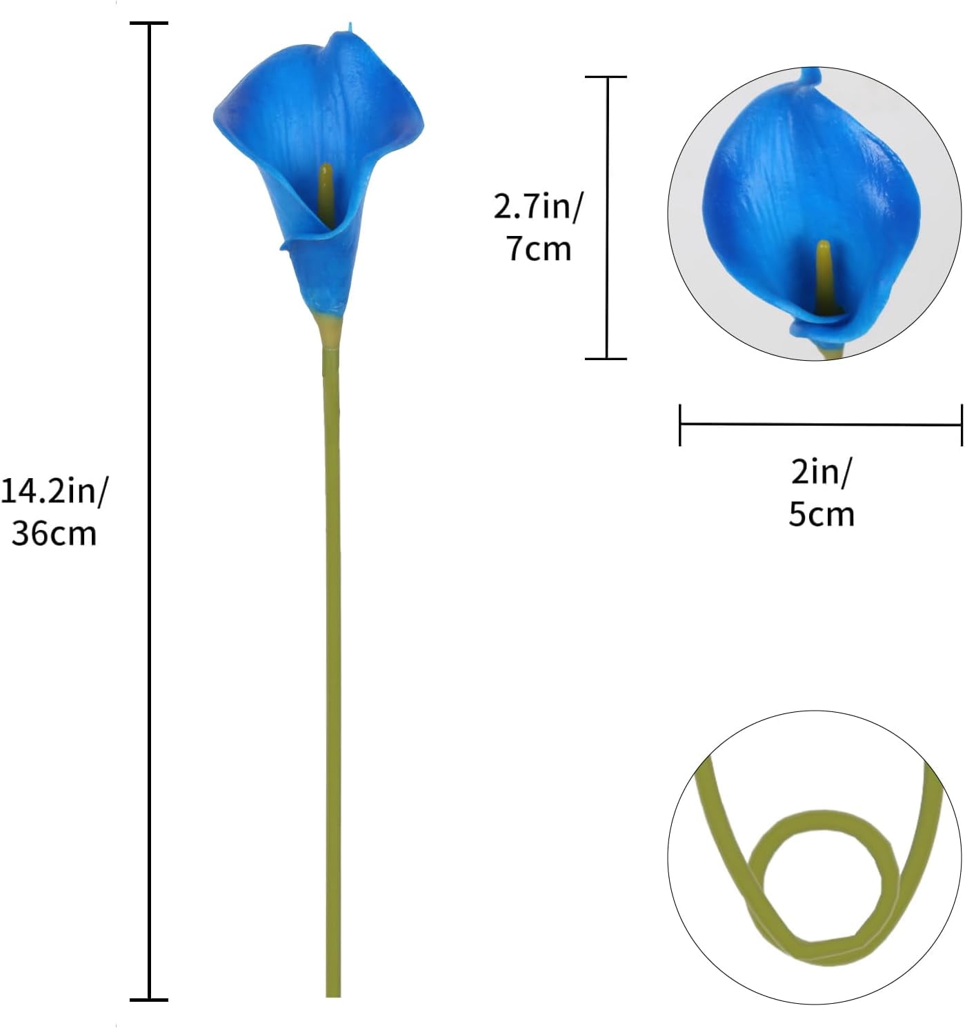 24pcs Blue Fake Flowers Calla Lily Flowers Real Touch Silk Flowers for DIY Wedding Bouquets Centerpieces Bridal Shower Party Home Flower Arrangement Decorations (Dark Blue)