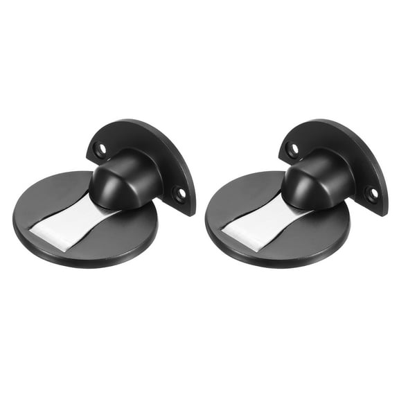 Invisible Magnet Door Stop, No Drilling Floor Mount Door Stop Holder, Black 2 Pack