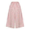 thumbnail image 5 of UVEASISHA Women's Plaid Pants Summer Casual Palazzo Pants Flowy Beach Trousers with Pockets Pantalones de verano para mujer Pink L, 5 of 6
