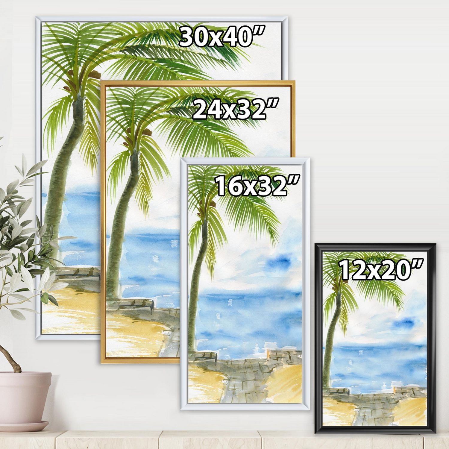 Designart Palm Beach Resort At Dawn II FLOAT FRAME WALL ART