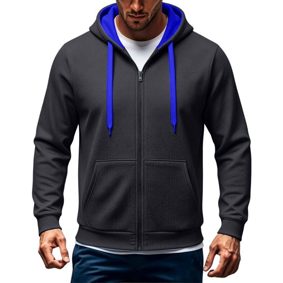 Qiyinn Men's Zip Up Hoodie Lightweight Baseball Raglan Hooded Sweatshirt
