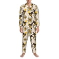 thumbnail image 3 of Uemuo Yellow Flowers Hummingbird Pattern 2-Piece Loungewear Set - Men’s Soft Sleepwear, Cozy Winter PJs, Comfy Sleep Set-XX-Large, 3 of 7