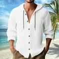 thumbnail image 2 of Chemise à Manches Longues Unie pour Hommes Cardigan Décontracté de Vacances à Capuche pour Automne Hiver Tenue Décontractée, 2 of 4