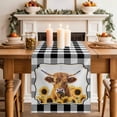 thumbnail image 2 of Table Runner 48 Inches Long for Kitchen Dining, Yellow Sunflowers Yak Dresser Scarf Farmhouse, Dining Table Decorations for Wedding/Parties, Black White Checkered Pastoral Buffalo 13 x 48 In, 2 of 8