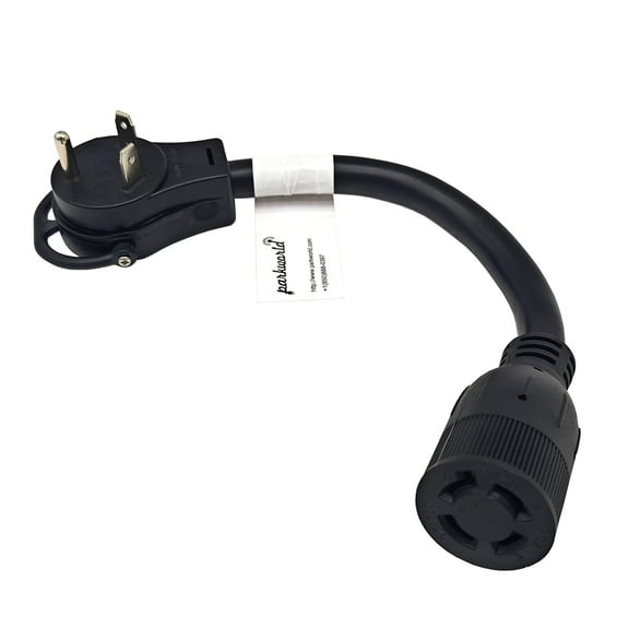 Parkworld 67515 NEMA TT-30P to L14-20R Adapter Cord, RV 30A TT-30 Male Plug with Handle to Generator 20A 4-Prong L14-20 Female Receptacle