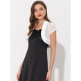 thumbnail image 2 of Satén Shrug Bolero Cap Sleeve Business Open Front Crop Cárdigan Allegra K para mujer blanco XL, 2 of 5