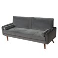 thumbnail image 1 of TOYTEXX Mid Century Modern Velvet Sofa, 3-Seater Sofa for Home & Office, with 2 Pillows, Dark Grey, 1 of 7