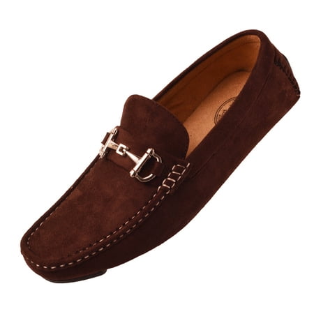 

Amali Mens Plush Microfiber Faux Suede Slip On Loafer Driving Shoe with Buckle