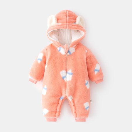 

Baby Plus Velvet Outer Wear Jumpsuit Autumn And Winter Baby Cotton Out Winter Padded Climbing Clothes Children Cute Cotton Ha Clothes pink 80 cm