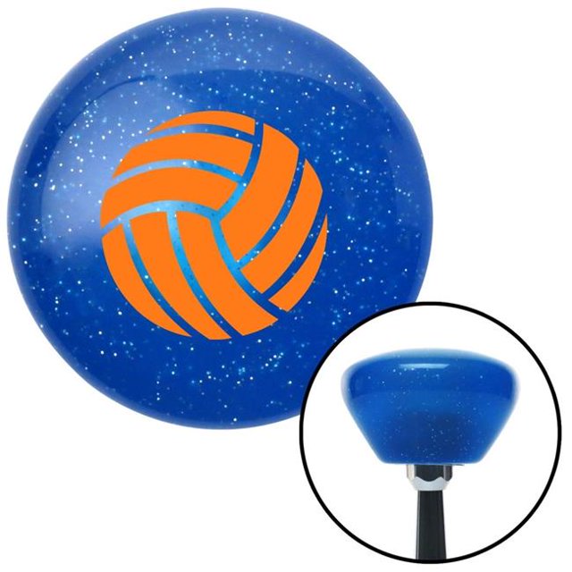 Orange Volleyball Blue Retro Metal Flake Shift Knob with M16 x 1.5 Insert Shifter