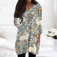 thumbnail image 2 of Womens Easter Shirts Colored Eggs Print 3/4 Sleeve V Neck Tee Plus Size Boho Long Blouses Loose Fit Trendy Tunic Tops with Pocket, #01 Sky Blue, L, 2 of 7