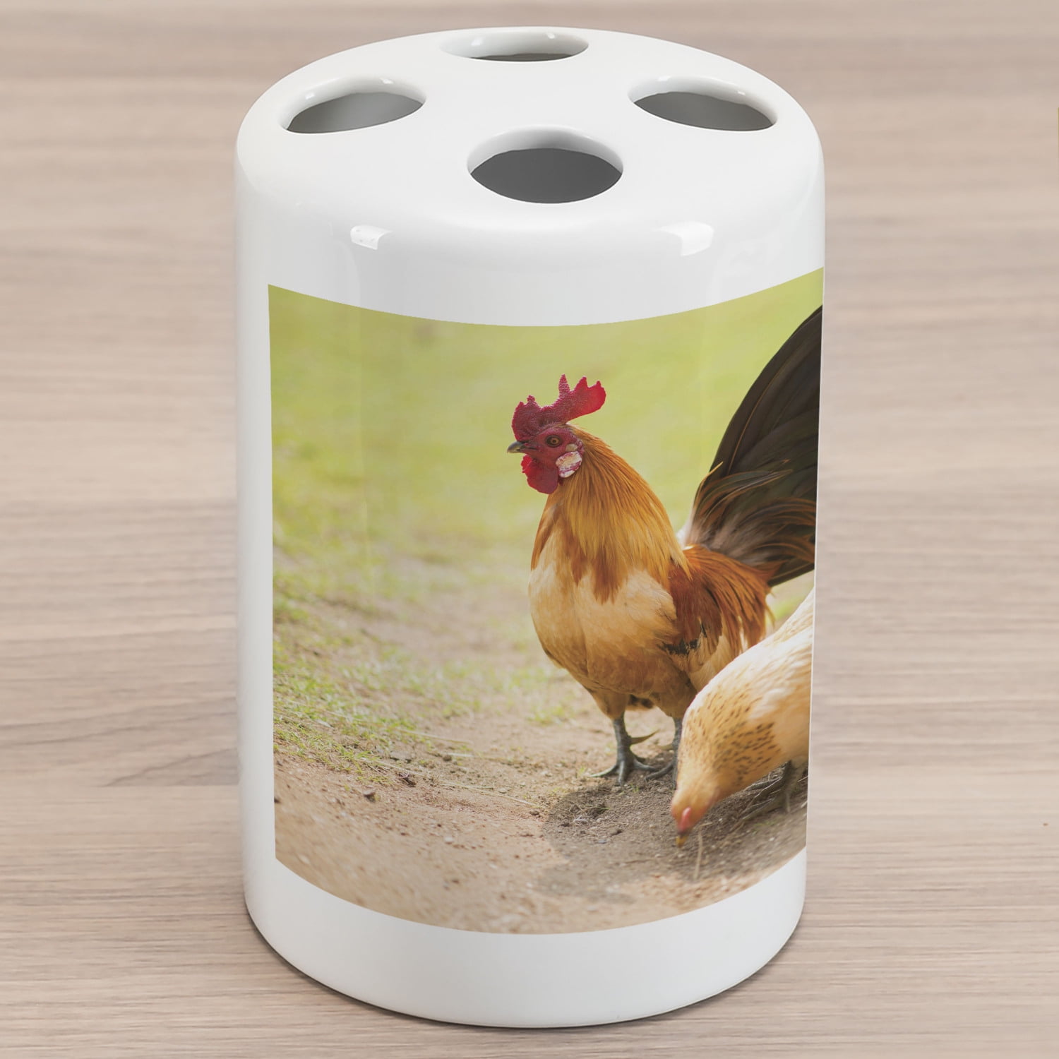 Hen and Chicks Ceramic Toothbrush Holder, Farm Life Animal Themed Photo ...
