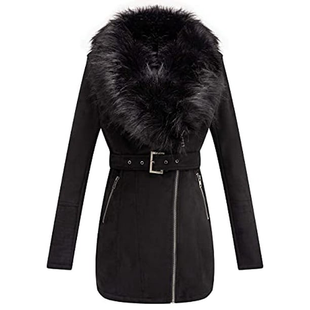 Giolshon Women's Faux Suede Leather Long Jacket Wonderfully Parka Coat ...