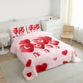 thumbnail image 3 of Manfei Romantic Love Balloon Full Size Comforter Sets,Western Valentine'S Day Bedding Comforter Set,Pink Red Bedding Sets For Girls,Microfiber Bedroom Decor Reversible,3pcs, 3 of 8