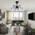 thumbnail image 3 of 20" Futuristic Modern Black Flush Mount Ceiling Fan with LED Light, Low Profile 6-Speed Smart APP Remote Control, 3 of 13
