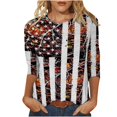 thumbnail image 1 of CHUANK Plus Hauts pour Femmes Chic Décontracté Col Rond Manches Courtes Chemises et Blouses pour Femmes T-Shirts à Imprimé Papillon du 4 Juillet pour Femmes Tunique Graphique Patriotique Tendance Haut d'Été Plage, 1 of 5