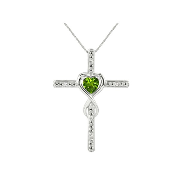 RYLOS Necklaces for Women 14K White Gold Cross Necklace Heart Shape  Gemstone & Genuine Diamonds With 18