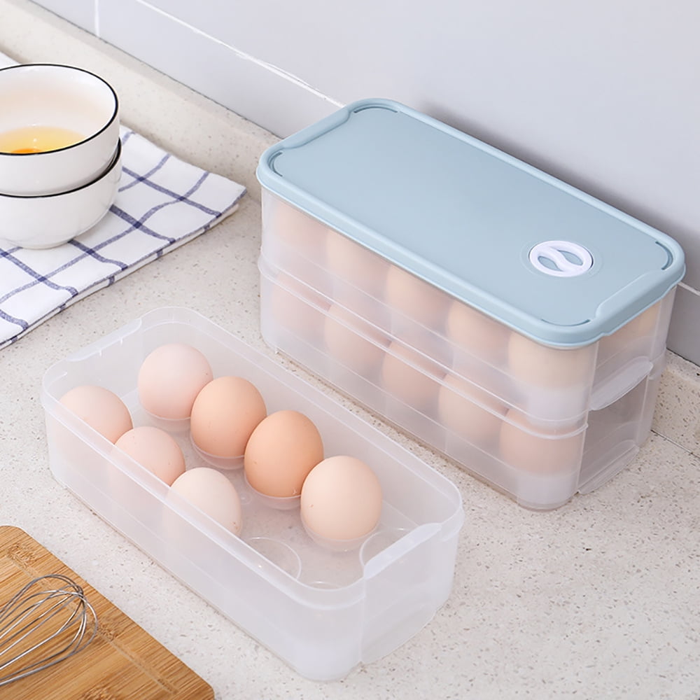 Egg Box Plastic 2 Layer Holder Storage Container Kitchen Refrigerator Organizer