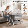thumbnail image 3 of Chastar Bassinet Bedside, Portable Baby Crib with 6 Adjustable Heights and Breathable Mesh Panels, Foldable, Gray, 3 of 9