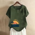 thumbnail image 2 of ZQUUVOU Womens T-Shirts Casual Short Sleeve Round Neck Printed Button Loose Fit Tops(Olive Green,4XL), 2 of 4