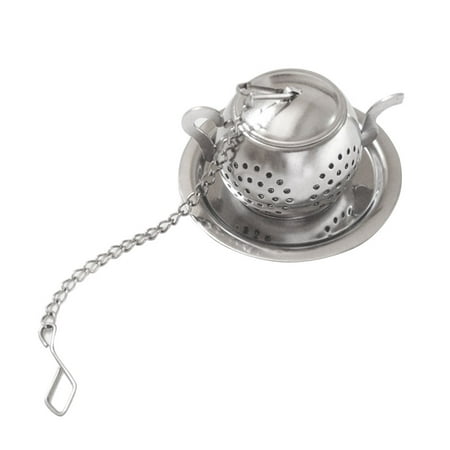 

GeweYeeli Teapot Shape Loose Tea Infuser Stainless Steel Leaf Tea Maker Strainer with Chain Drip Tray Herbal Spice Filter