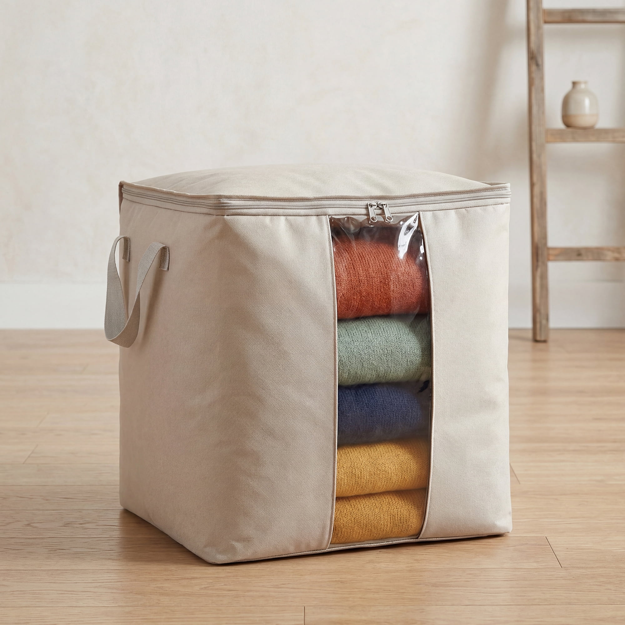 Unique Bargains Storage Bag for Closet Organizers with Handles Grey 19.7"x18.1"x18.1"