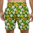 thumbnail image 5 of UVEASISHA Mens St. Patrick's Day Beach Shorts Lucky Clover Printed Surfing Board Shorts Drawstring Waist Casual Big and Tall Swim Trunks with Pockets Green L, 5 of 6