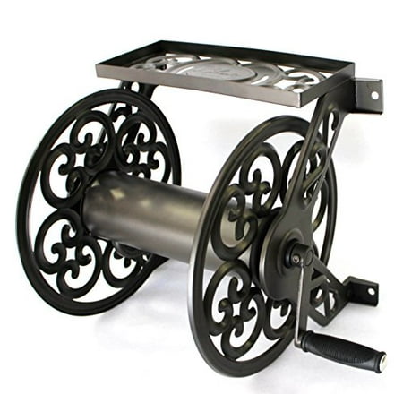 Decorative Steel Wall Mount Garden Hose Reel Holds 125-Feet of 5/8-Inch Hose