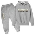 thumbnail image 1 of Trapstar Ensembles de Chandails à Capuchon pour Enfants Chandails Graphiques à Manches Longues pour Garçons Filles Amples Trapstar Chandails à Enfiler de Rue+pantalons de Survêtement Ensemble pour Enfants de 2 Ensembles de Chandails Classiques (Gris Pâle, 150), 1 of 4