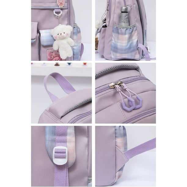 Iguohao Korean Cute Kawaii Japanese Pastel Aesthetic Laptop Backpack For Teen Girls Bookbags School 17 Inches Student Bag Ita Backpack (A-Pink With Sh