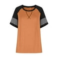 thumbnail image 4 of Summer Casual T Shirts for Women Soft Cotton Crew Neck Color Block Raglan Short Sleeve Tunic Tops Loose Fit (Small, Orange), 4 of 6