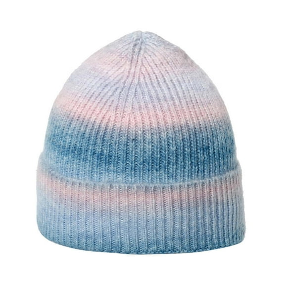 Wensltd Women Gradient Knit Beanie Fashion Brimless Hat Outdoor Warm Winter Casual Colorful