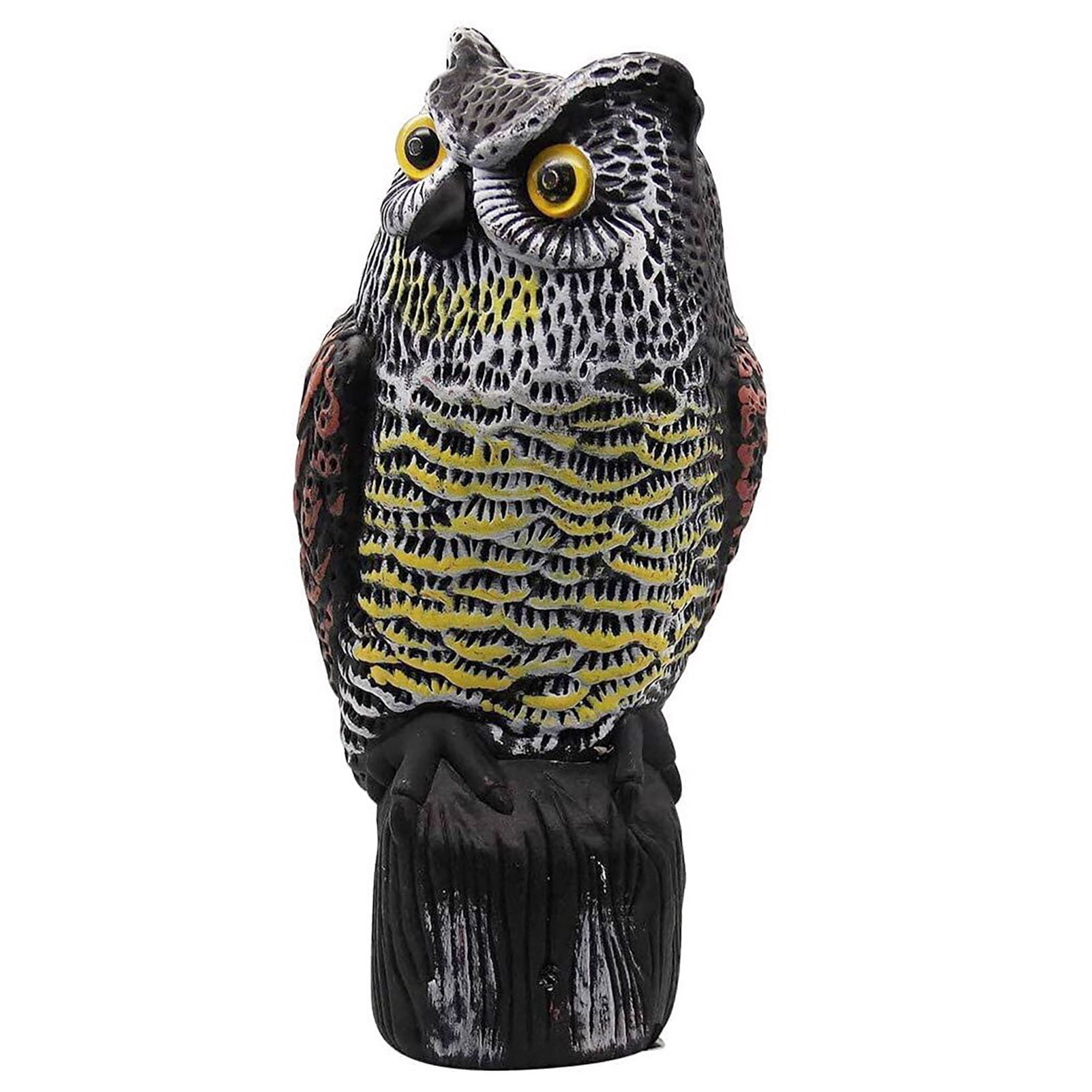 Ettsollp Owl Garden Statue Solar Light Induction Eyes Owl Sculpture Making Sound Figurines Indoor Outdoor Home Office Halloween Decoration Animal Ornament