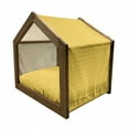 thumbnail image 2 of Yellow Pet House, Abstract Design Shaded Curving Lines and Swirling Motifs Patterns Monochromatic Print, Outdoor & Indoor Portable Dog Kennel with Pillow and Cover, 5 Sizes, Yellow, by Ambesonne, 2 of 5