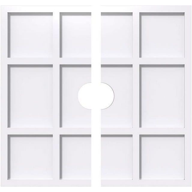 Ekena Millwork CMP34RK2-05000 34 in. OD x 5 in. ID Square Rubik Architectural Grade PVC Contemporary Ceiling Medallion - 2 Piece