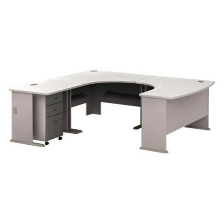 Bush Series A U-Shaped Desk with File Cabinet - Left Handed - Pewter