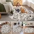 thumbnail image 5 of Round Area Rugs Collection 6 Ft, Vintage Rooster Farmhouse Non-Slip Residential Carpet, Grey Wooden Farm Animals Striped Indoor Crawling Mats Runner Rugs for Living Room/Dining Room/Bedroom, 5 of 9