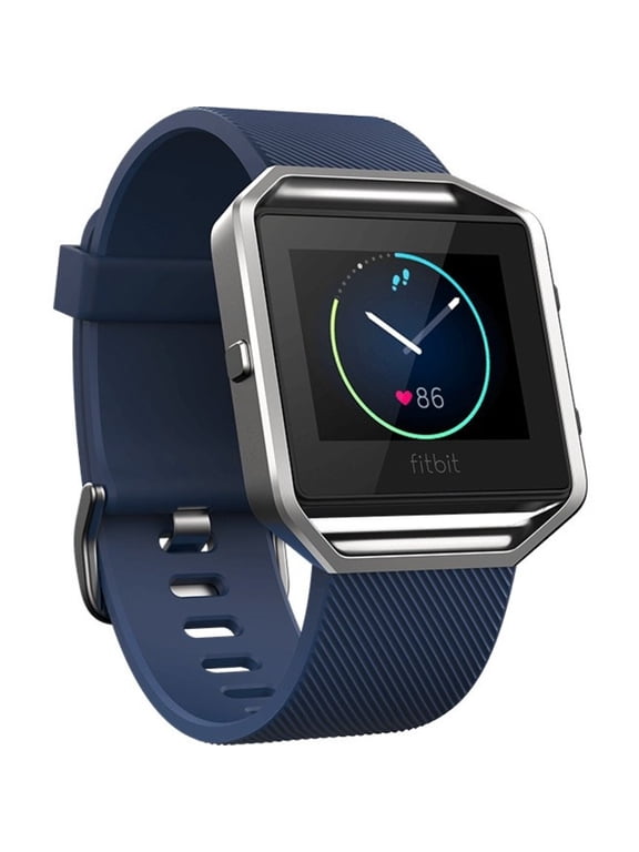 Pre-Owned Fitbit Blaze - Smart watch with band - elastomer - blue - L size - Bluetooth - 1.55 oz