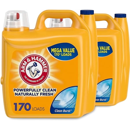 Arm & Hammer Liquid Laundry Detergent, Clean Burst, 170 Loads, 255 Fl Oz (2 pack)