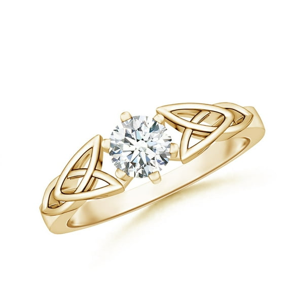 ANGARA Lab Grown Solitaire Diamond Celtic Knot Ring for Women in 14K Yellow Gold (Size-5mm| Color-F-G| Clarity-VS) | April Birthstone, Anniversary, Jewelry Gift for Women | Lab-Grown Diamond Ring