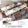 thumbnail image 3 of 71 inch Large Rectangular Dining Table for 6-8 People, Dining Table with Marble-Color Wood Waterproof Tabletop and Adjustable Leg, 6ft Luxurious Family Dinner Table for Office Kitchen Living Room, 3 of 10
