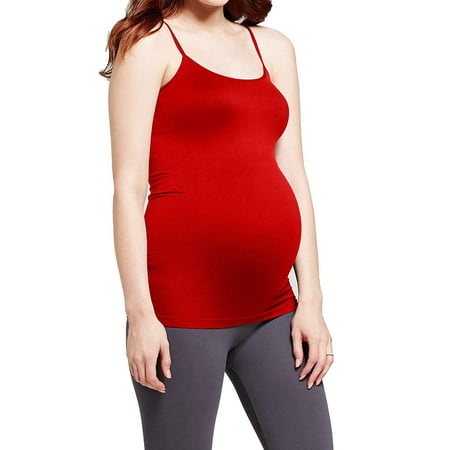 Maternity Tank Top Camisole Shirt Stretch Cami Motherhood Pregnancy Nursing Top (One Size Fits All (Super Stretch), Red Maternity