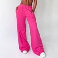 thumbnail image 3 of AILIYIL Women'S Solid Color Elastic Waist Loose Version Of Straight Leg Pants With Closed Legs Casual Sweatpants (Hot Pink,M), 3 of 7
