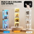 thumbnail image 3 of BROTTAR Glass Display Cabinet, 4-Tier Curio Cabinets with 3 Color Lights for Collectibles, Storage Cabinet with Door, Glass Display Case & Bookcase with Human Body Sensor, White, 3 of 8